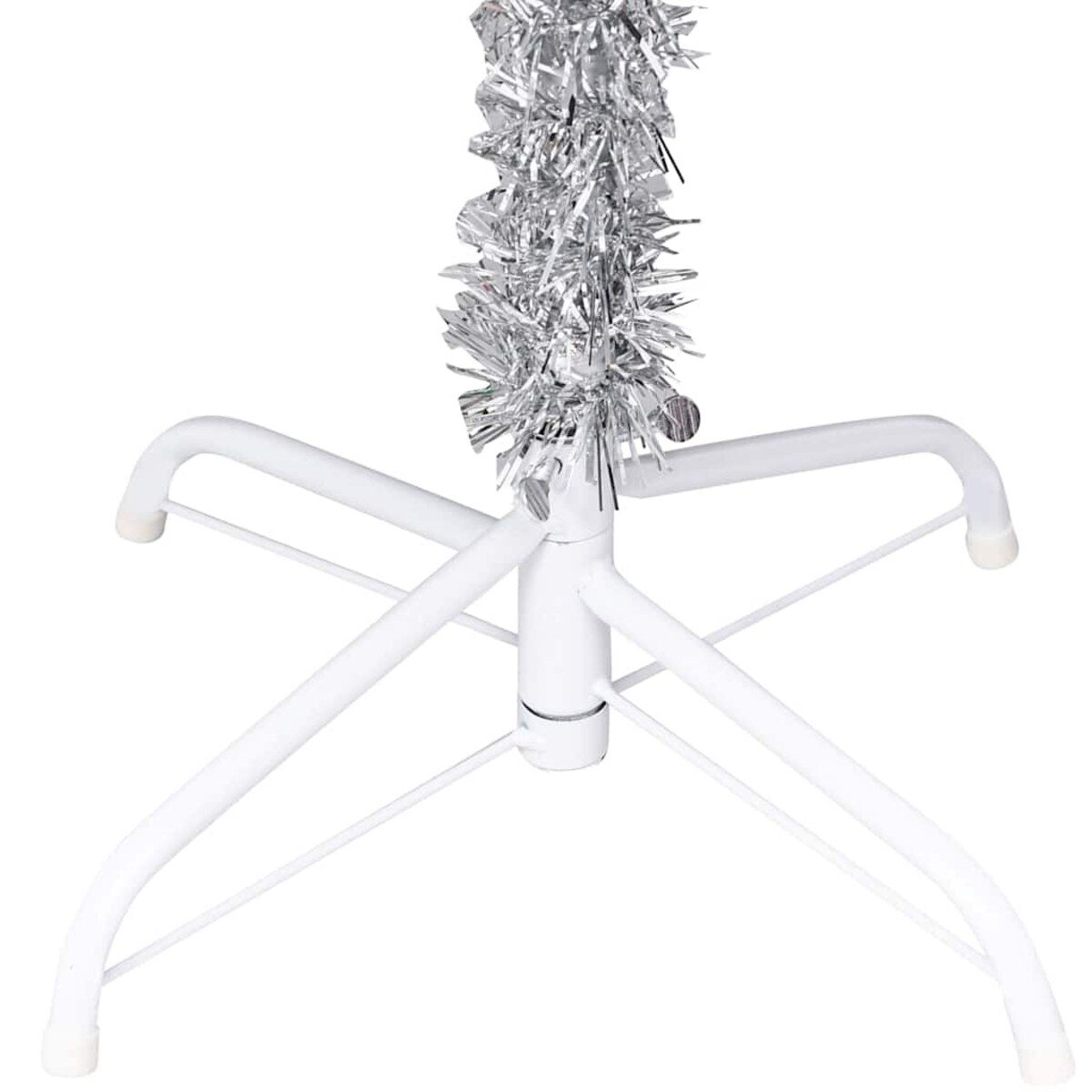 vidaXL Sztuczna choinka z lampkami i bombkami, srebrna, 150 cm, PET