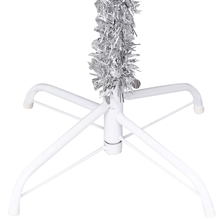 vidaXL Sztuczna choinka z lampkami i bombkami, srebrna, 150 cm, PET