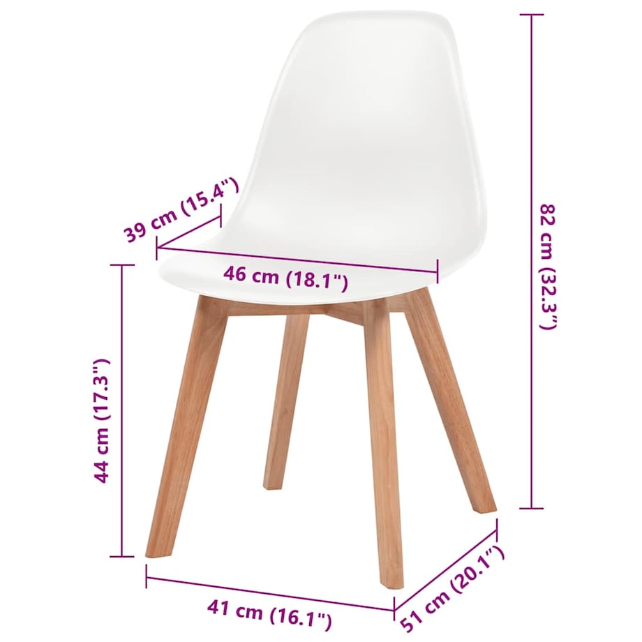 vidaXL Krzesła stołowe, 4 szt., białe, plastikowe