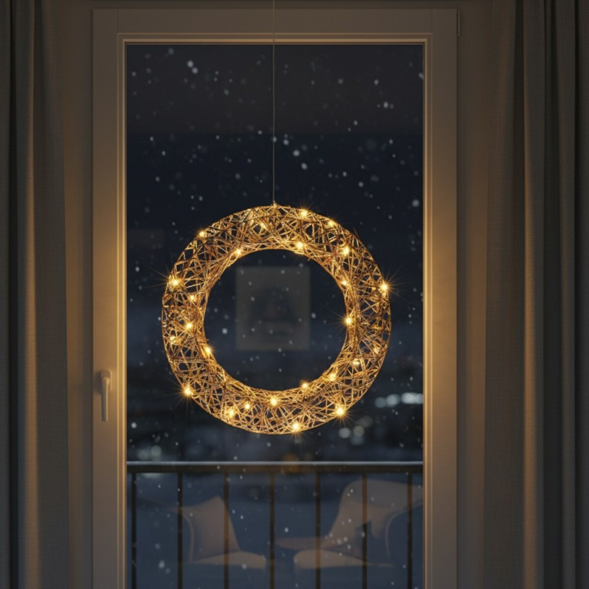 Dekoracja świąteczna, wieniec z LED, Ø 40 cm