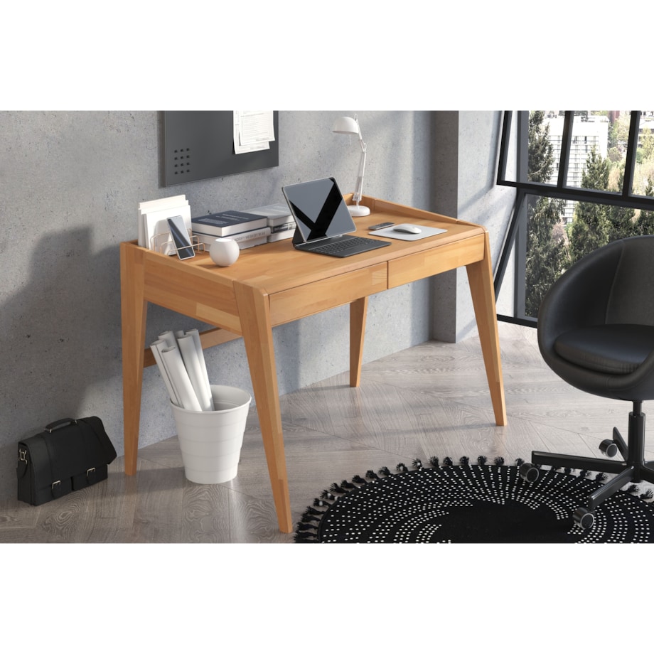 Drewniane bukowe biurko / toaletka z szufladami Visby LISA / kolor naturalny