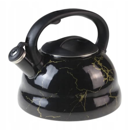 Czajnik Emaliowany Retro Czarny 3.3L Z Gwizdkiem Gaz Indukcja