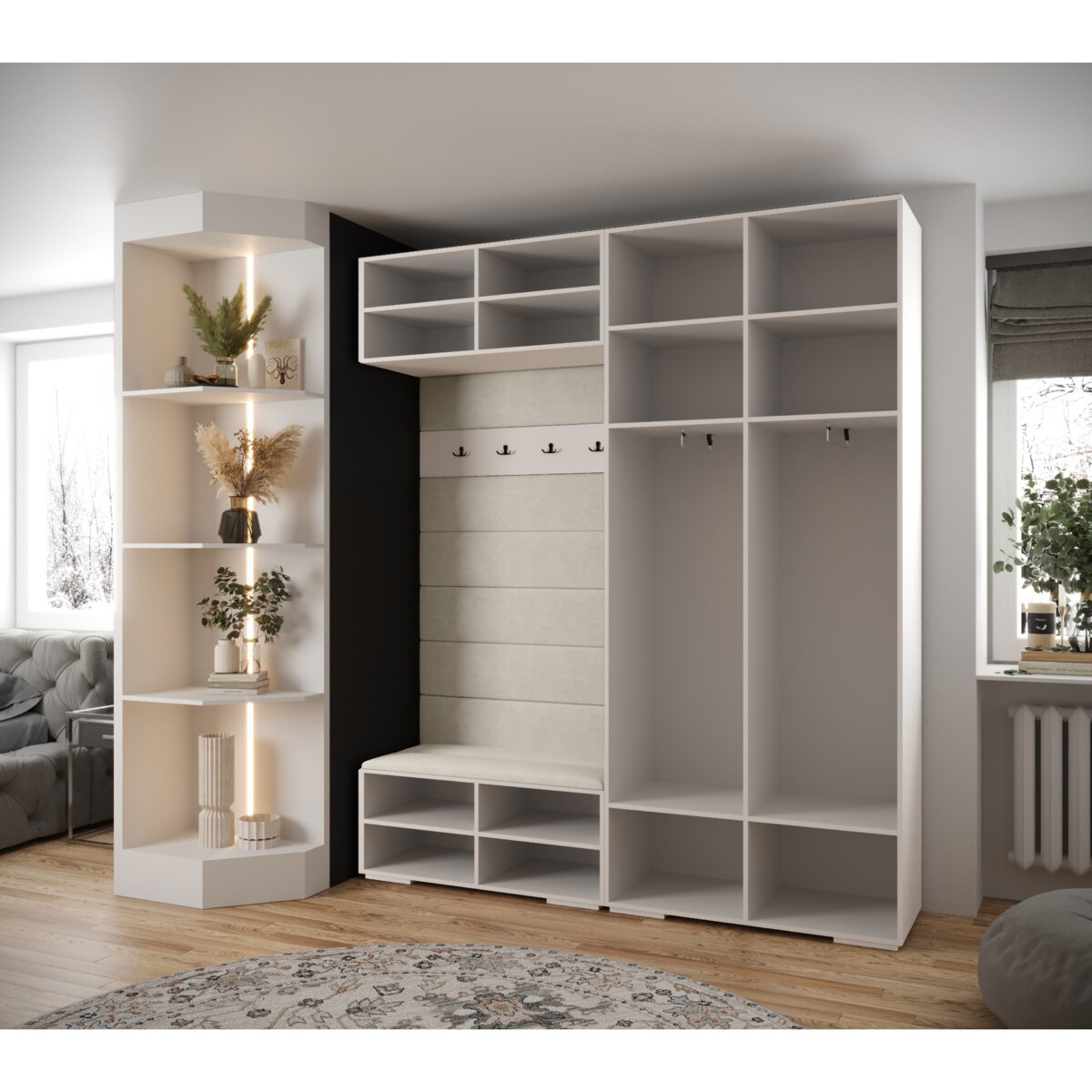 Garderoba do przedpokoju INOVA 1 Z18 biały+złoty+manila04