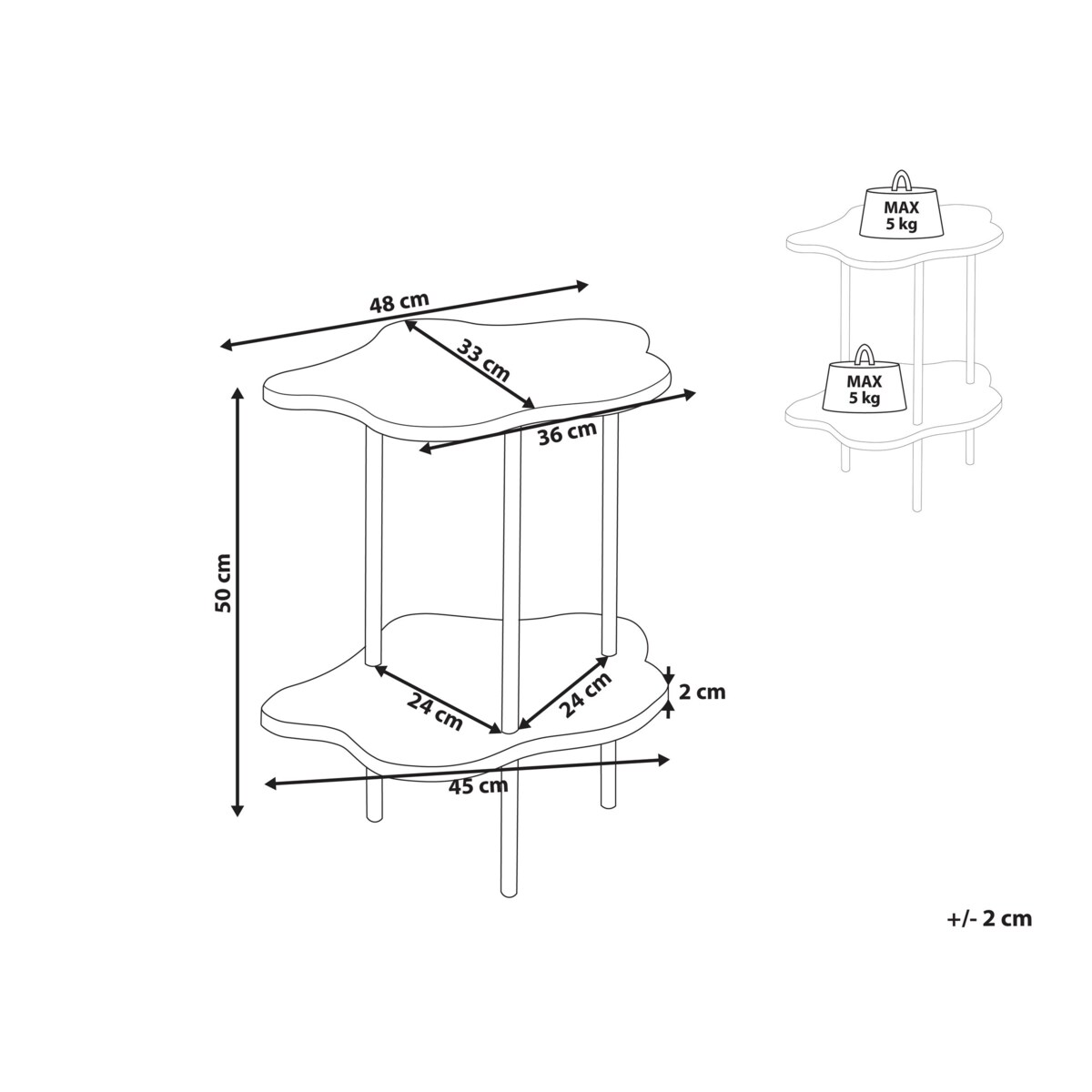 Stolik pomocniczy biało-czarny CLOUD