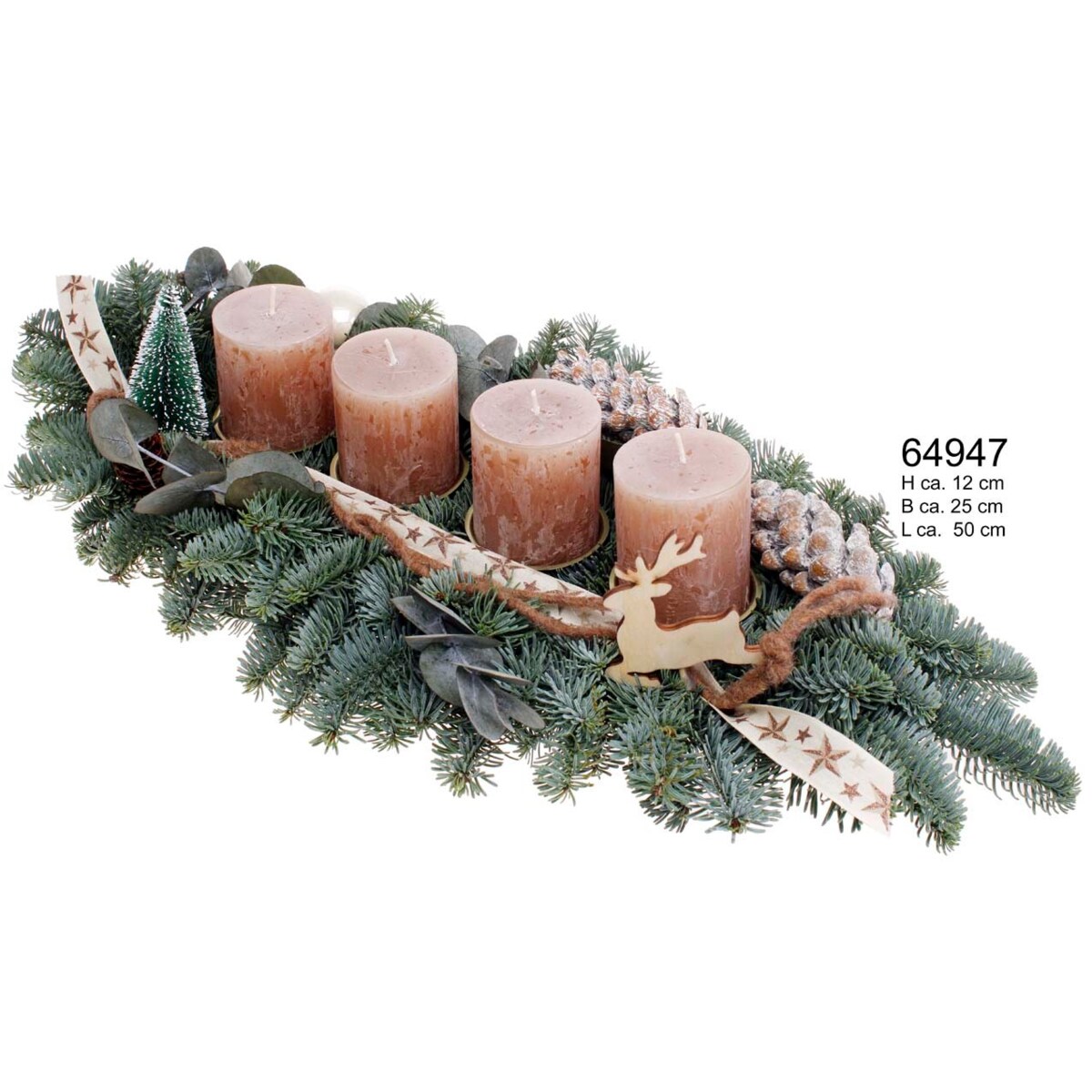 Świąteczna dekoracja stołowa z jodły Nobilis – Rustic Długość ok. 60–80 cm