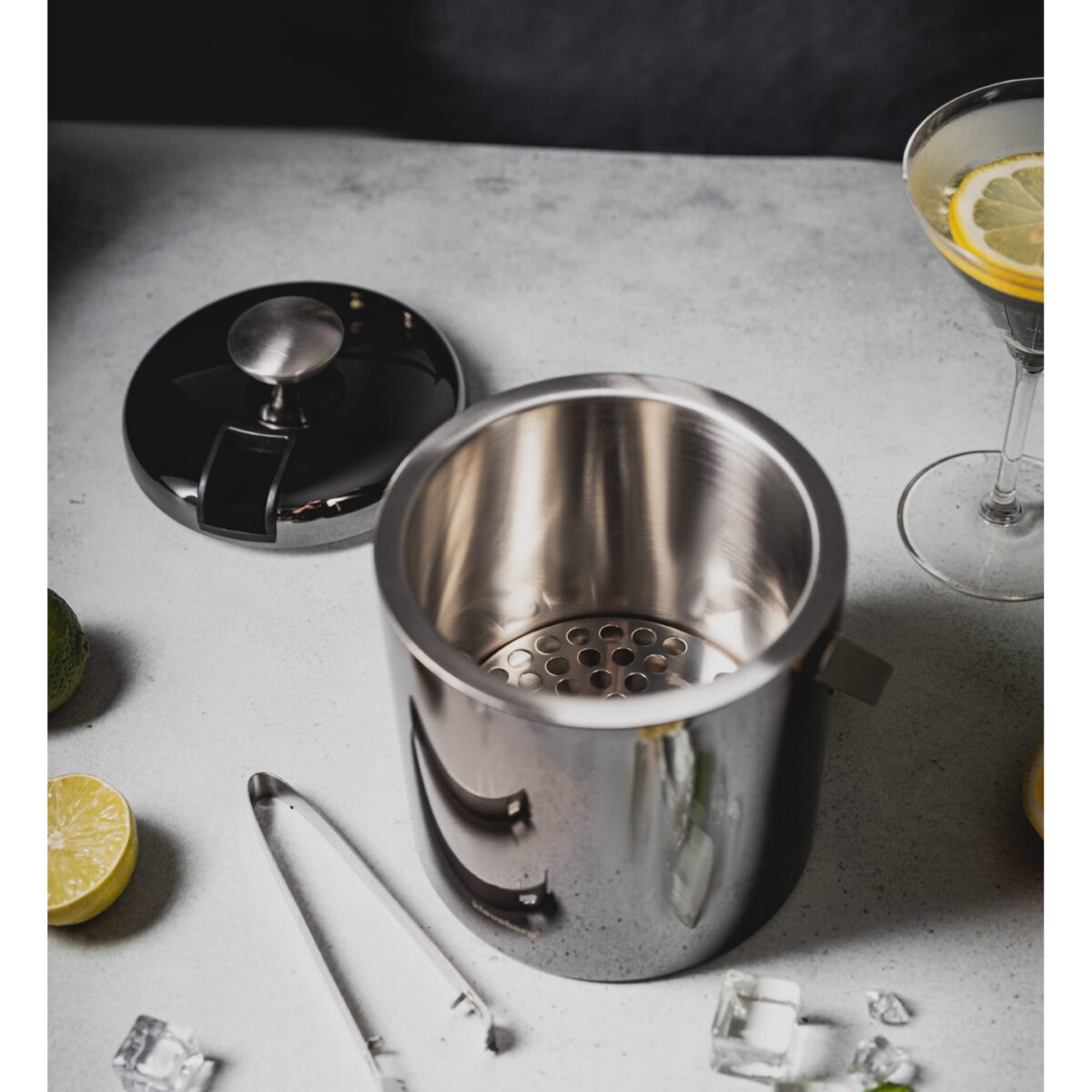 Wiaderko do lodu 1.3L + szczypce pojemnik na kostki lodu KLAUSBERG grafitowy