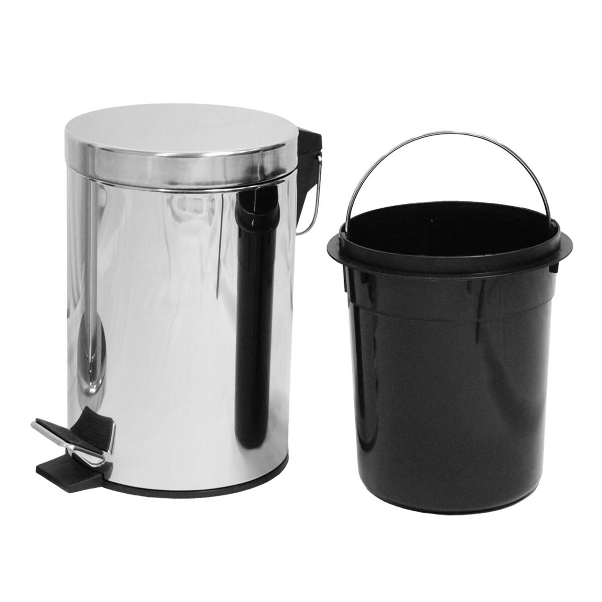 Zestaw łazienkowy szczotka do WC stojak na papier toaletowy kosz 3W1 srebrny BRUNBESTE