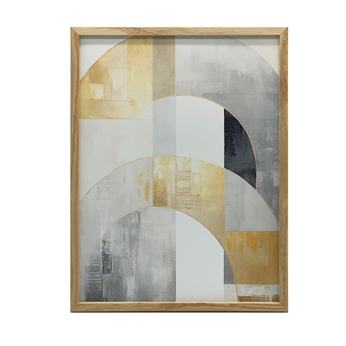 Złota Symetria: Art Deco w Abstrakcji, 30x40 cm, rama drewniana jasny dąb, papier matowy 230 gsm