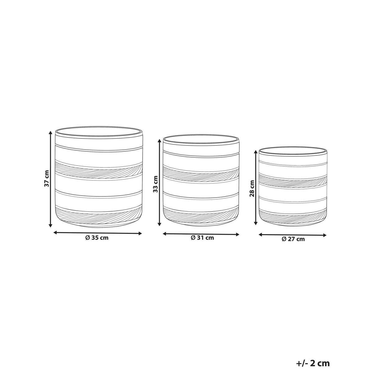Zestaw 3 koszy na kwiaty z trawy morskiej naturalny z czarnym RASBORA