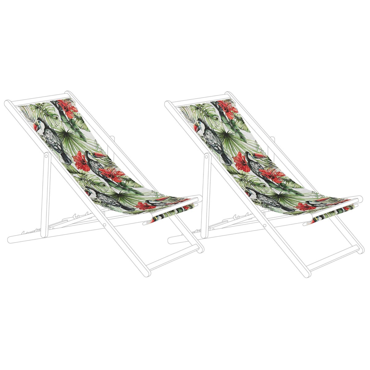 Zestaw 2 tkanin leżakowych wzór w tukany ANZIO / AVELLINO