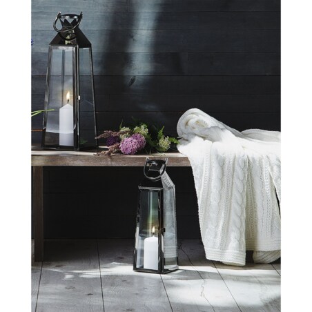 Lampion stalowy 42 cm czarny CRETE