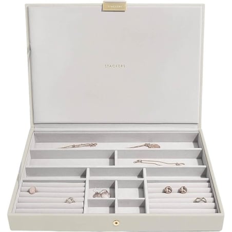Szkatułka na biżuterię Stackers supersize jasnobeżowa z pokrywką