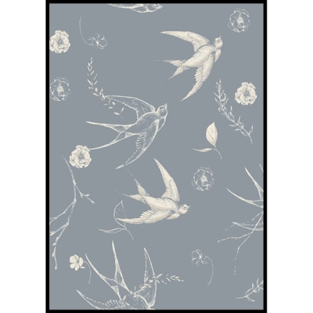 plakat birds and flowers 21x30 cm