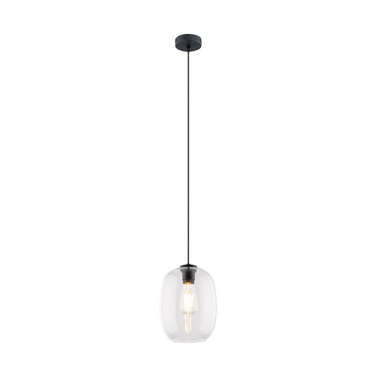 Lampa wisząca ELIO TRANSPARENT TK Lighting czarna z przezroczystym kloszem E27 regulowana wysokość do salonu kuchni