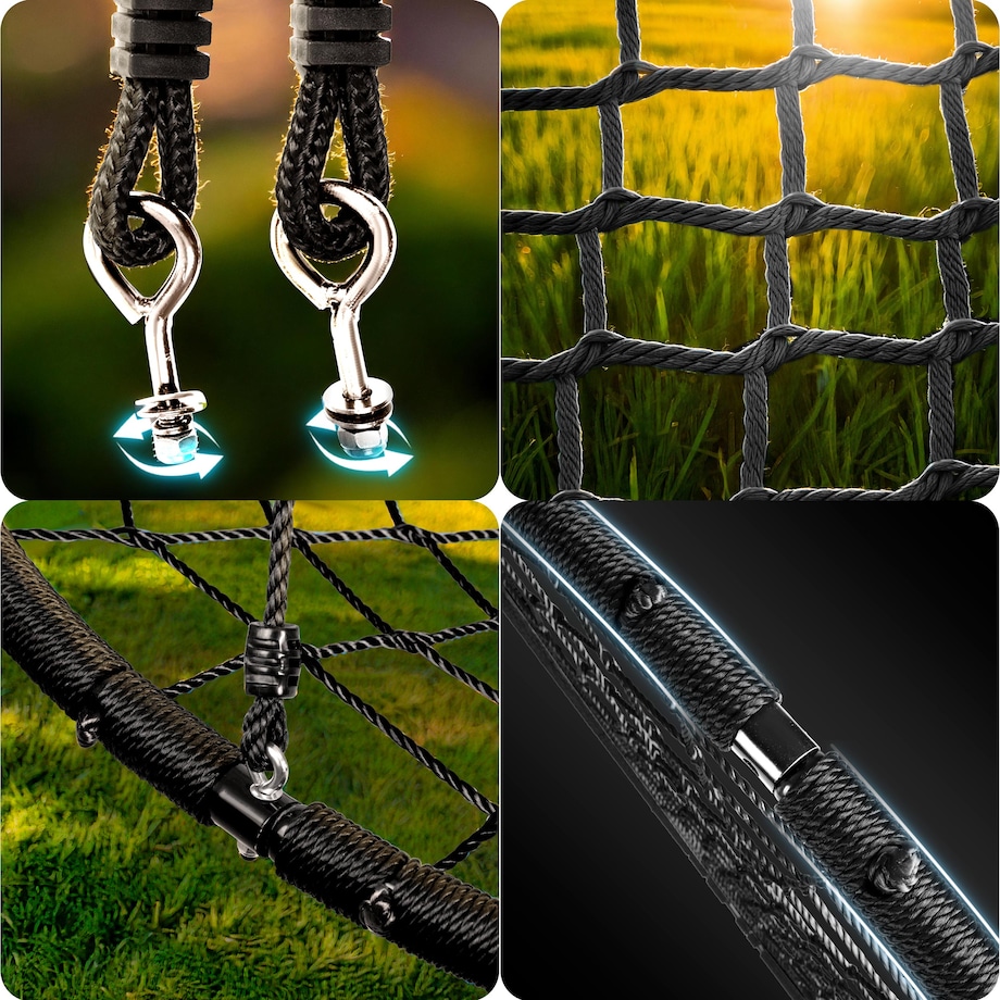 Huśtawka ogrodowa Neo-Sport bocianie gniazdo fotel wiszący 120 cm czarna