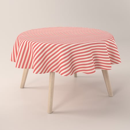 Obrus okrągły 130 x 130 cm czerwono-białe pasy (1,5cm)