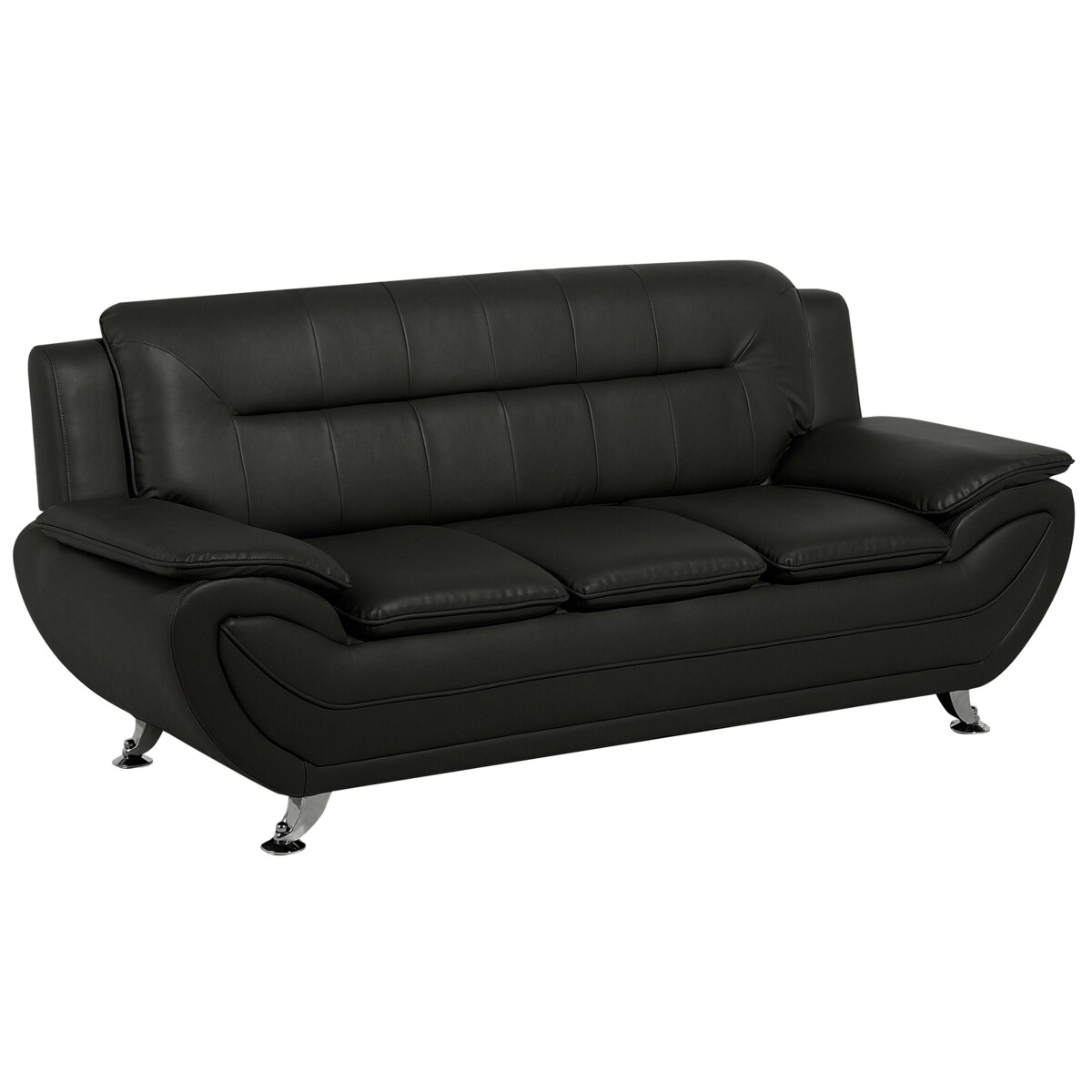 Komplet wypoczynkowy ekoskóra 6-osobowy czarny LEIRA