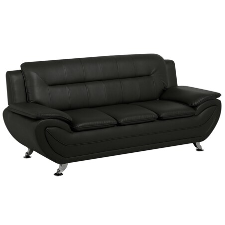 Komplet wypoczynkowy ekoskóra 6-osobowy czarny LEIRA