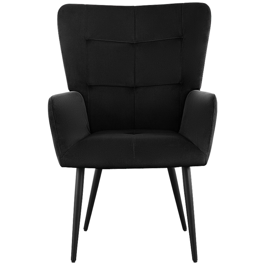 Fotel uszak do salonu wypoczynkowy welurowy tapicerowany czarny