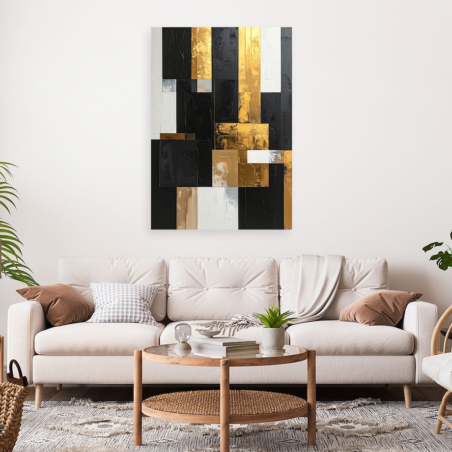 Obraz do salonu sypialni biura, Abstrakcja złote akcenty