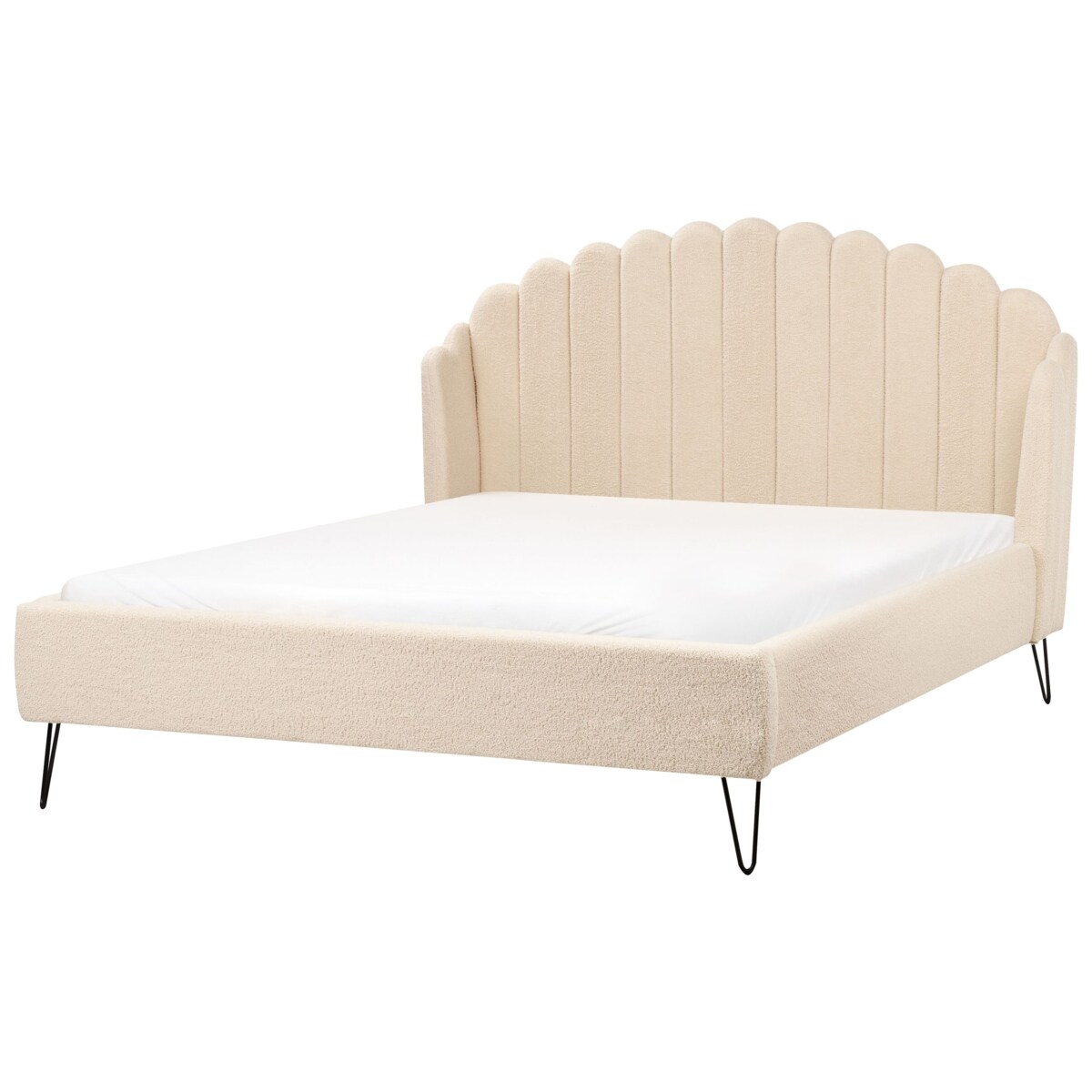 Łóżko Boucle AMBILLOU 160 x 200 cm Beżowy