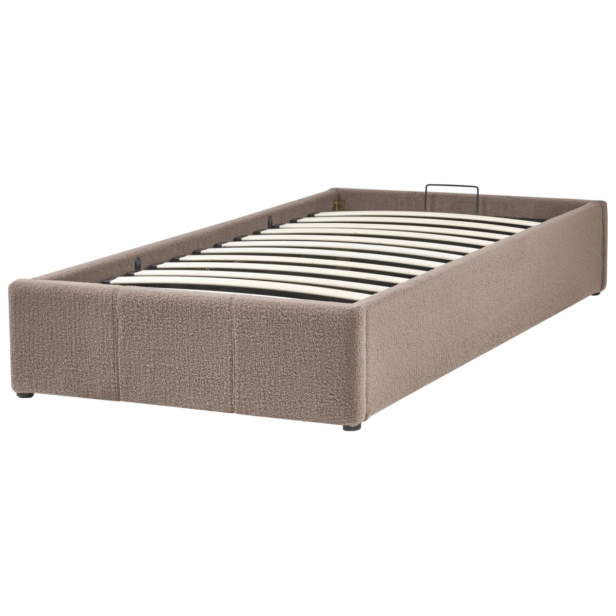 Łóżko z pojemnikiem bez zagłówka Boucle DINAN 90 x 200 cm Beżowoszary