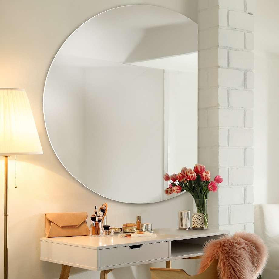 Lustro łazienkowe okrągłe ze ściętym bokiem - KOŁO ŚCIĘTY BOK