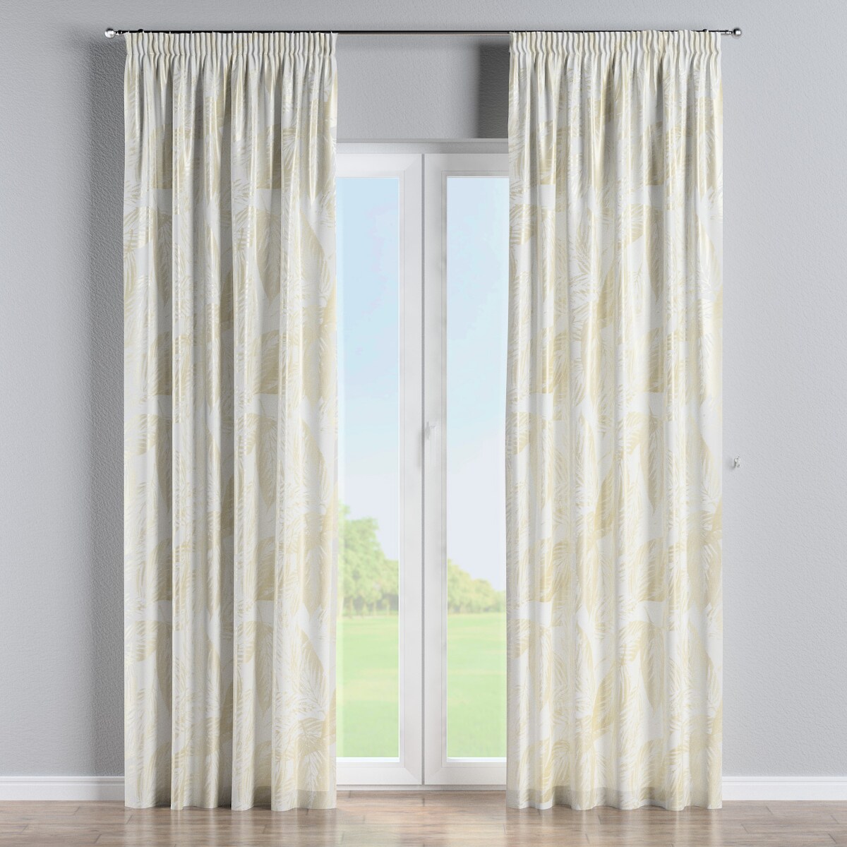 Zasłona na taśmie marszczącej 1 szt. 130x245 ecru liście