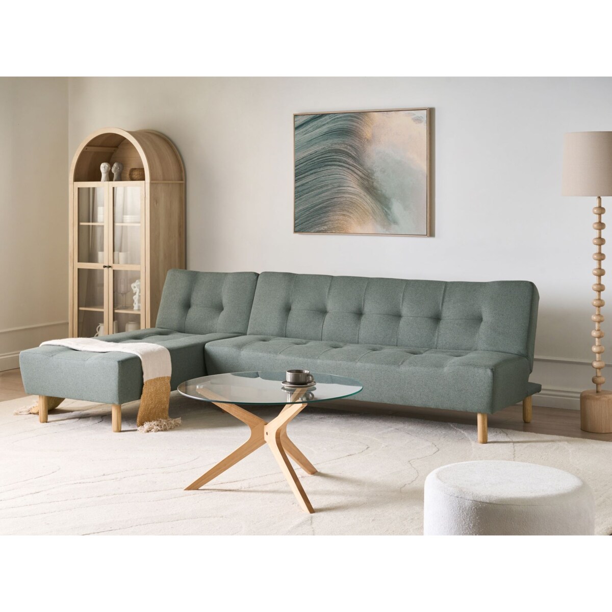 Narożnik rozkładany modułowy dla 4 osób ALSTEN Zielony Prawostronny