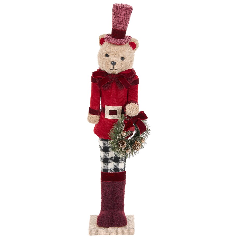 Zestaw 2 figurek dekoracyjnych MATALA 61/64 cm Niedźwiedź Renifer Czerwony