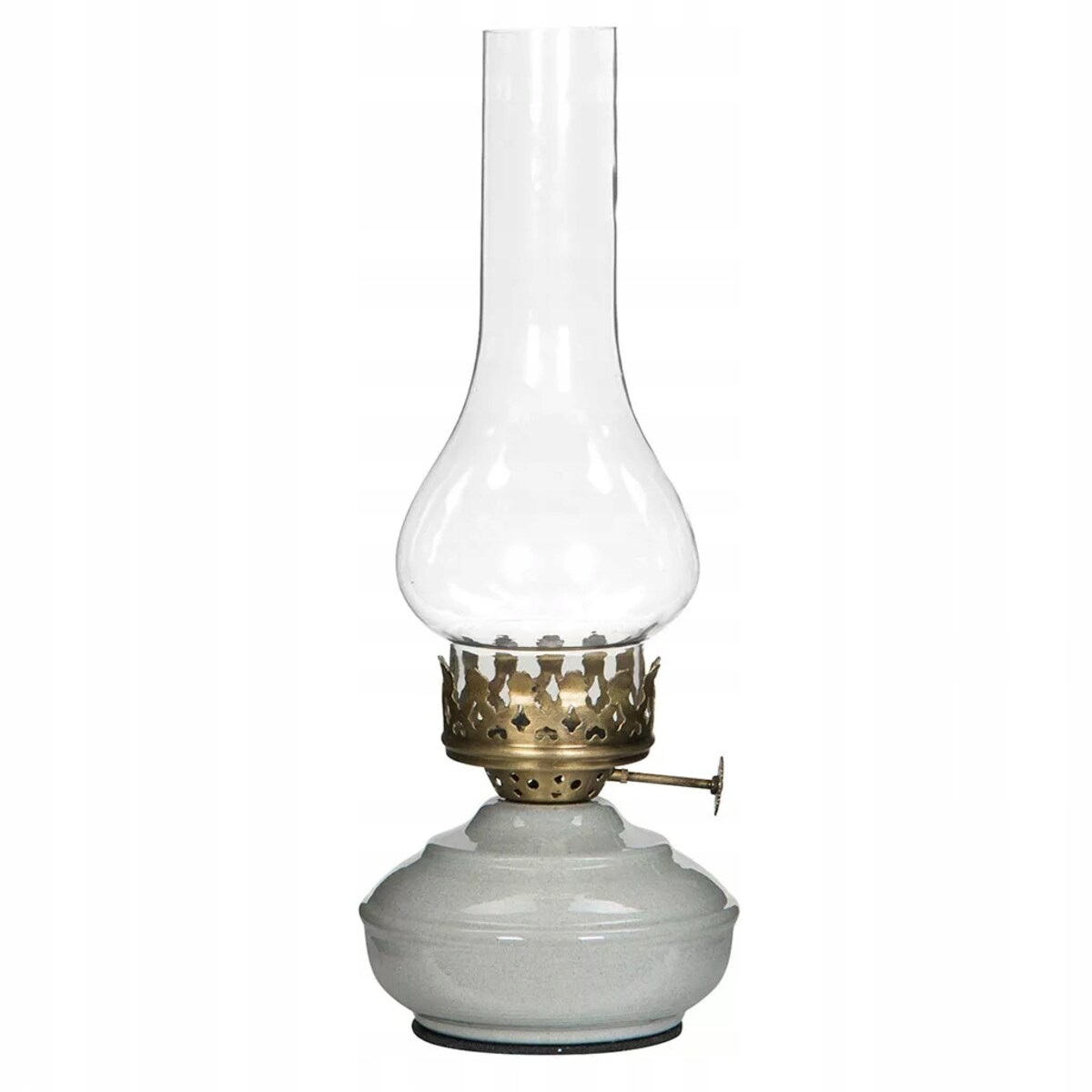 ŚWIECZNIK LAMPA NAFTOWA NA TEALIGHT szklany klosz szary 27cm do salonu