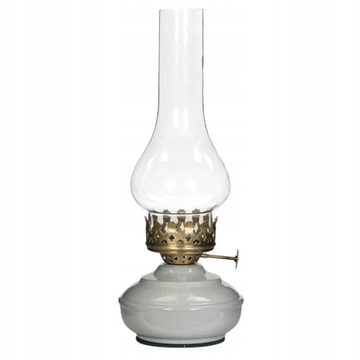 ŚWIECZNIK LAMPA NAFTOWA NA TEALIGHT szklany klosz szary 27cm do salonu