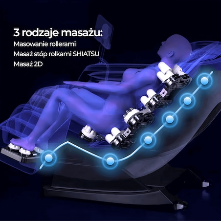 Fotel Rozkladany Masujacy VX MAX Czarny z Masazem Relax