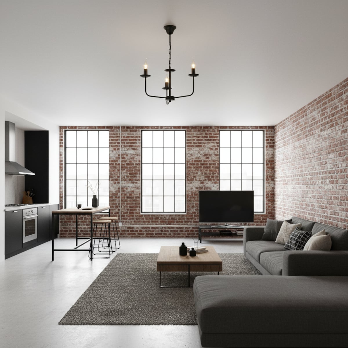 czarna lampa wisząca świecznikowa edylit do salonu loft