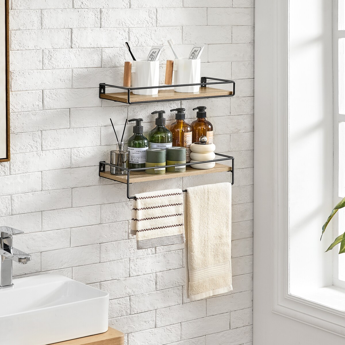 Zestaw 2 Półek do salonu, Sonoma, w stylu nowoczesnym, czarny