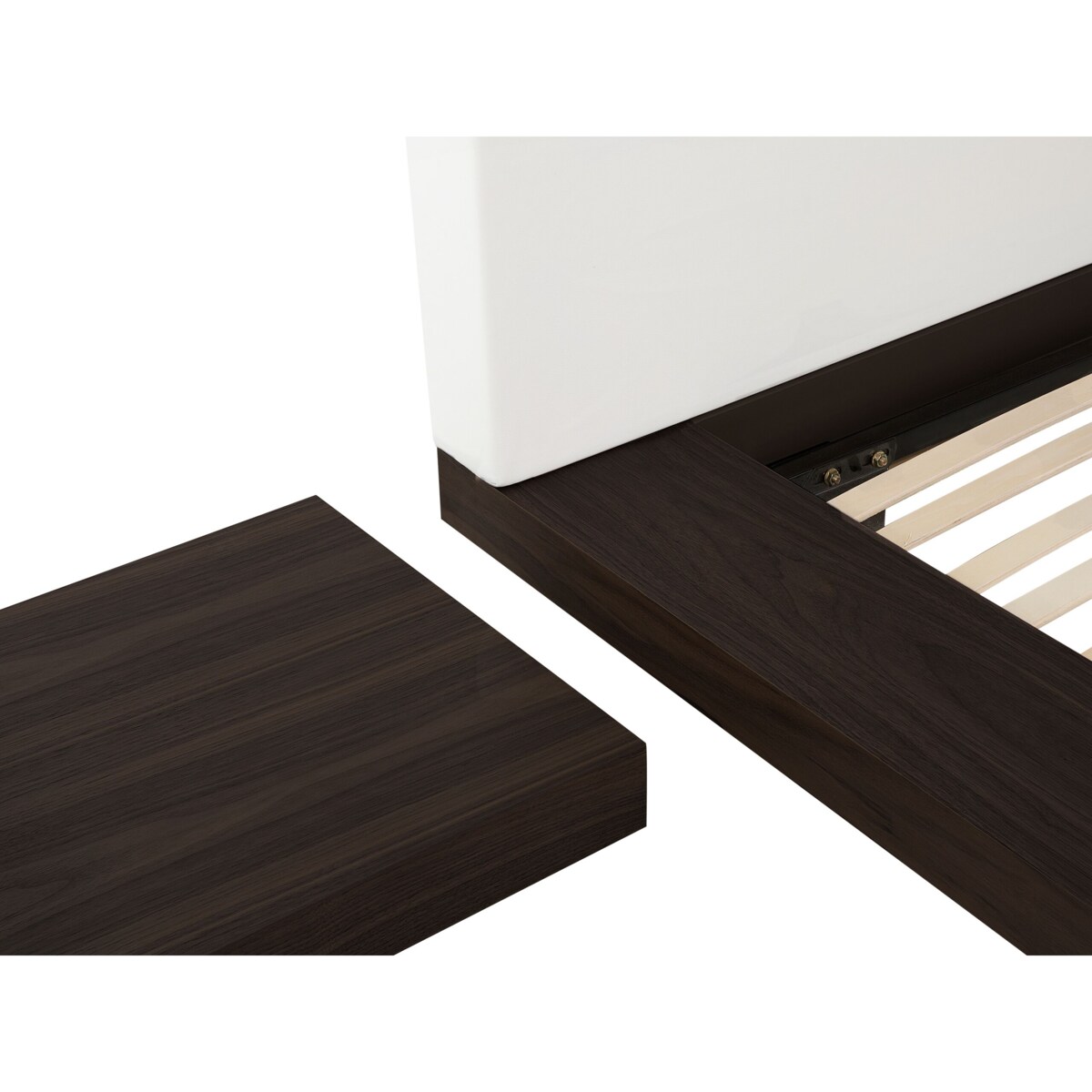 Łóżko ze stolikami nocnymi 160 x 200 cm ciemne drewno ZEN