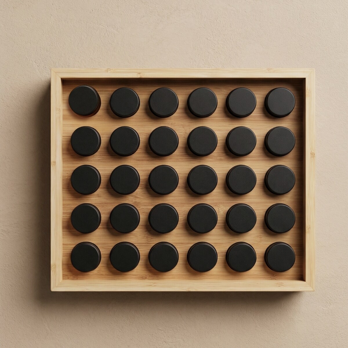 Bambusowy organizer na przyprawy PALETTE z montażem do ściany, 30 słoiczków Ø 4,5 x 9 cm