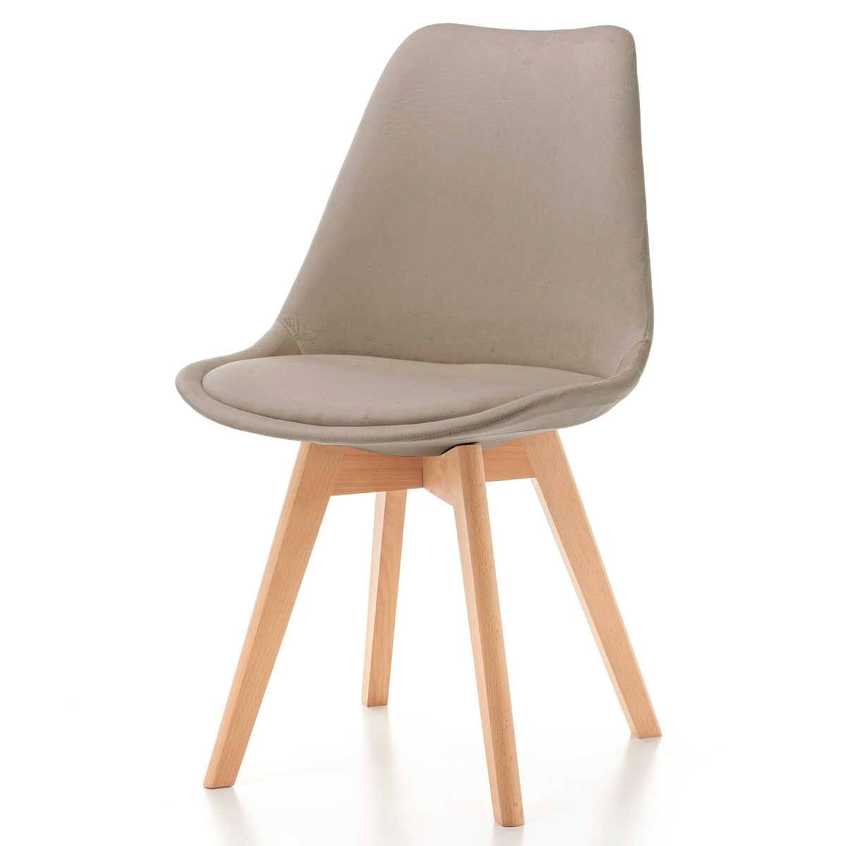 Krzesło skandynawskie z poduszką welurowe DUBLIN ciemnobeżowe