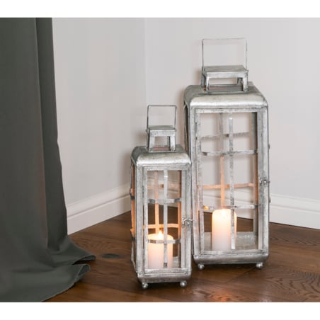 2 szt. LAMPION STYL LOFT metalowy srebrny