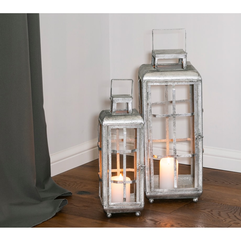 2 szt. LAMPION STYL LOFT metalowy srebrny