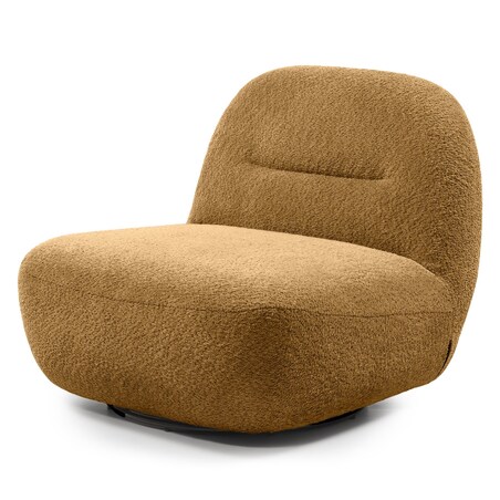 Fotel obrotowy bouclé musztardowy Eroni