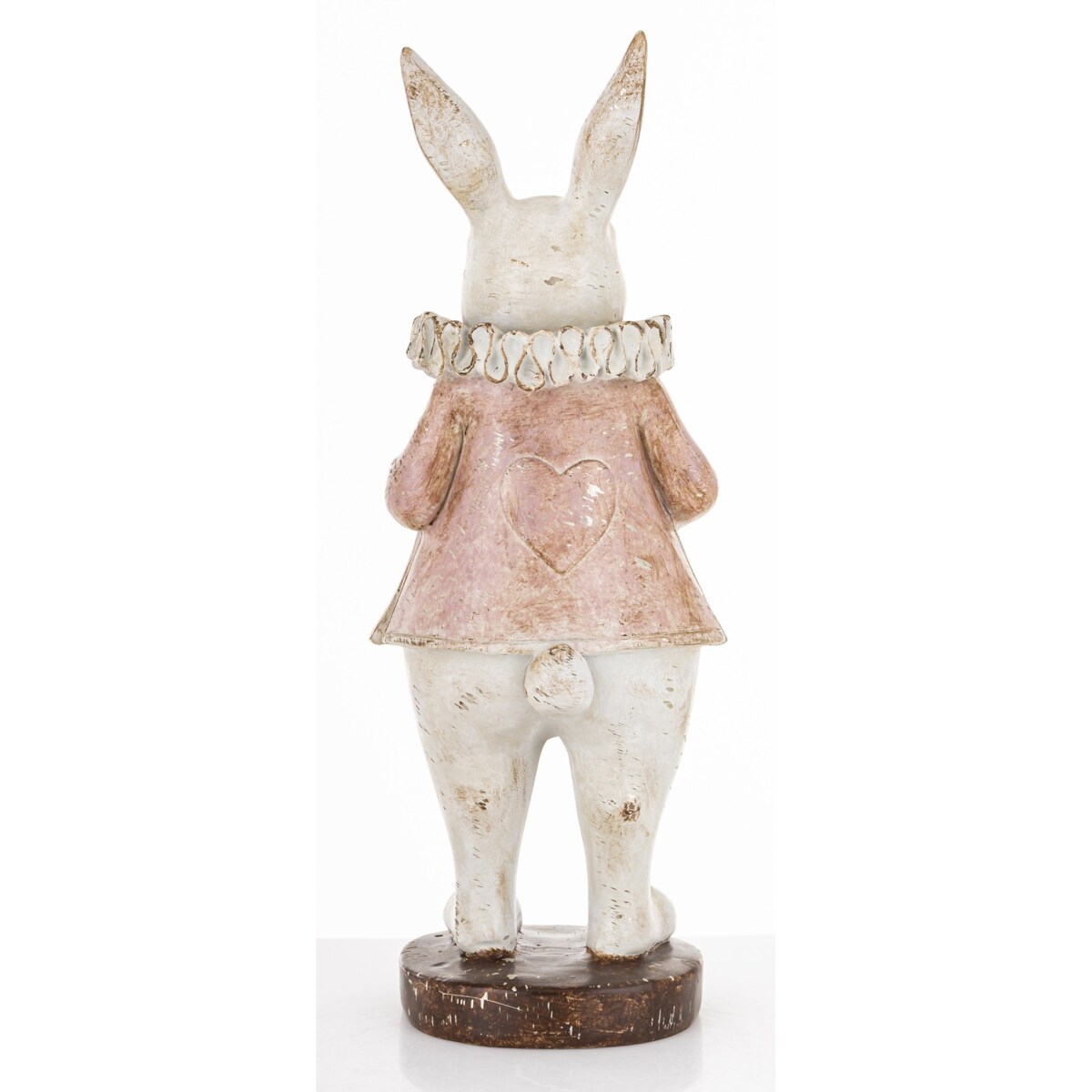 Dekoracja - biała króliczka LUISA 27,5x10,5x9,5 cm w różowej sukience