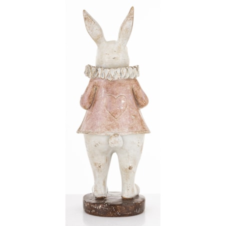 Dekoracja - biała króliczka LUISA 27,5x10,5x9,5 cm w różowej sukience