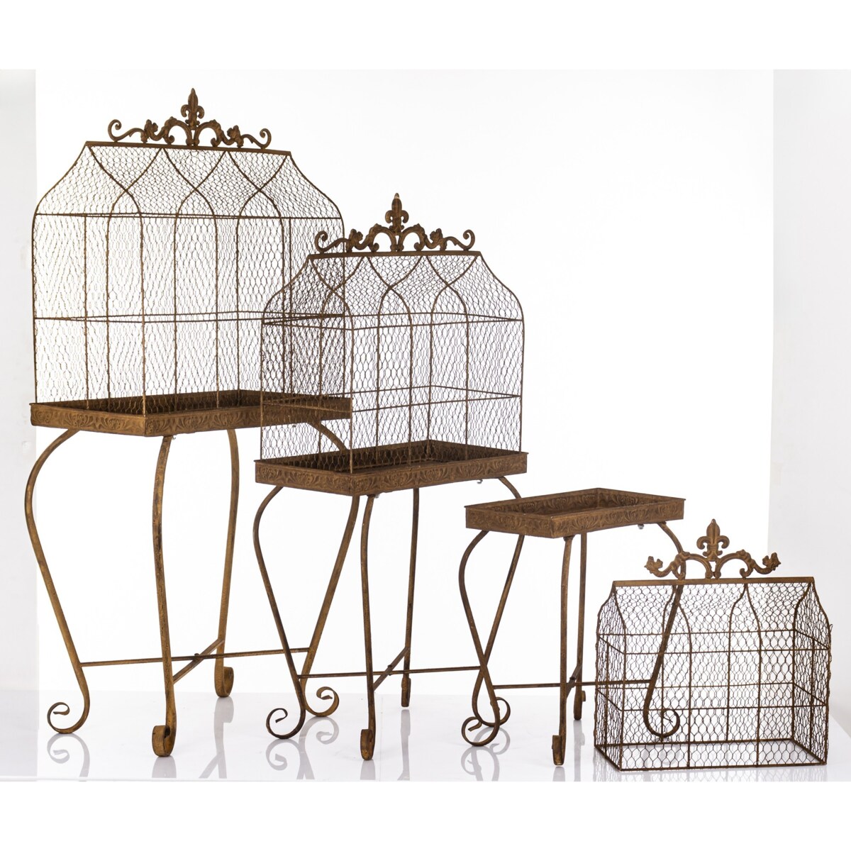 Klatki dekoracyjne metalowe 3 sztuki na stelażu