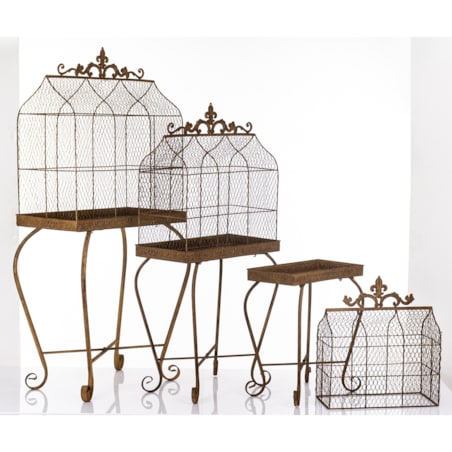 Klatki dekoracyjne metalowe 3 sztuki na stelażu