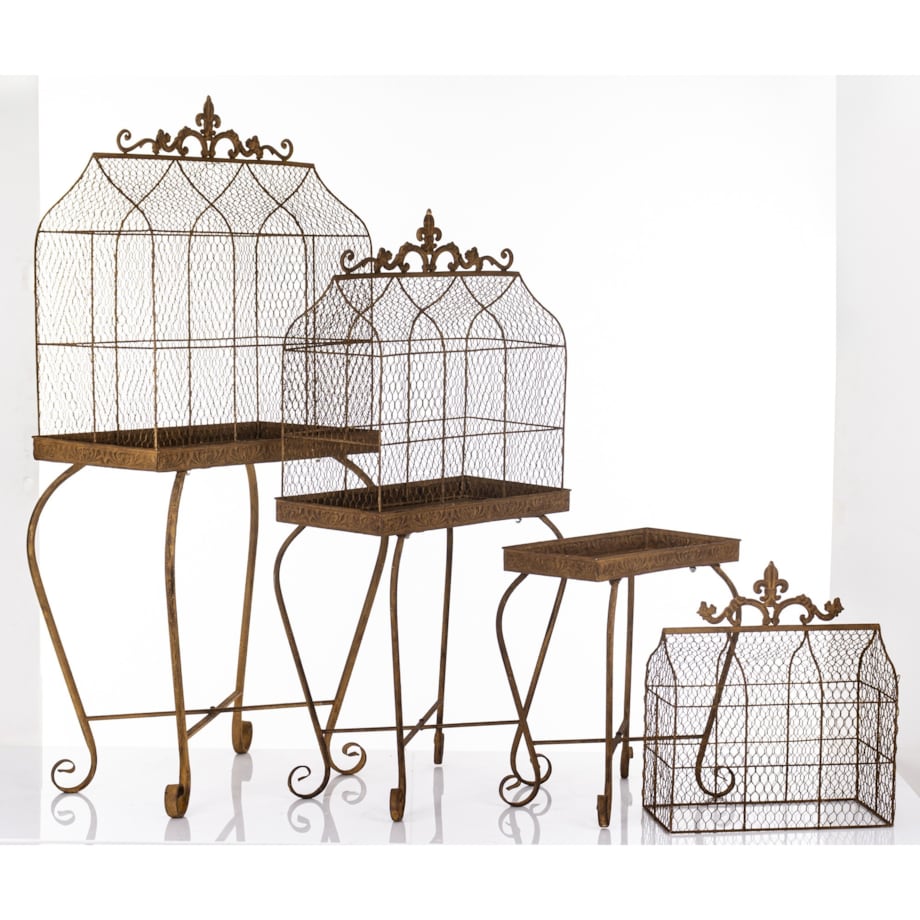 Klatki dekoracyjne metalowe 3 sztuki na stelażu