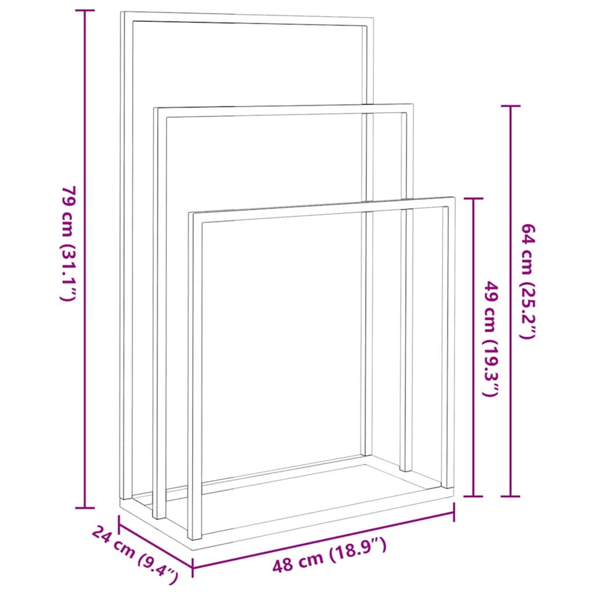 vidaXL Wolnostojący wieszak na ręczniki, czarny, 48x24x79 cm, żelazny