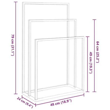 vidaXL Wolnostojący wieszak na ręczniki, czarny, 48x24x79 cm, żelazny