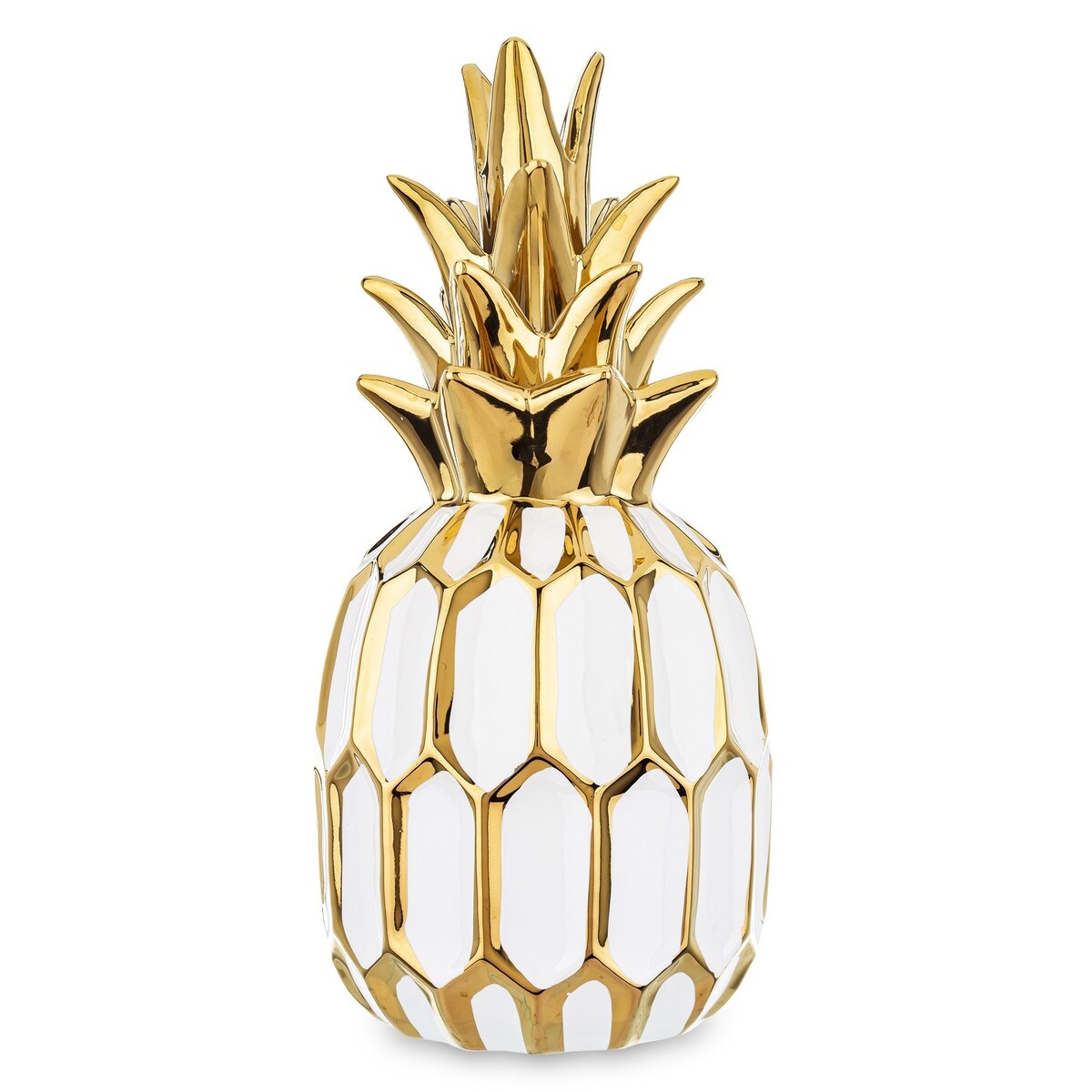 Ananas ceramiczny 31x14 cm PINE biało-złoty