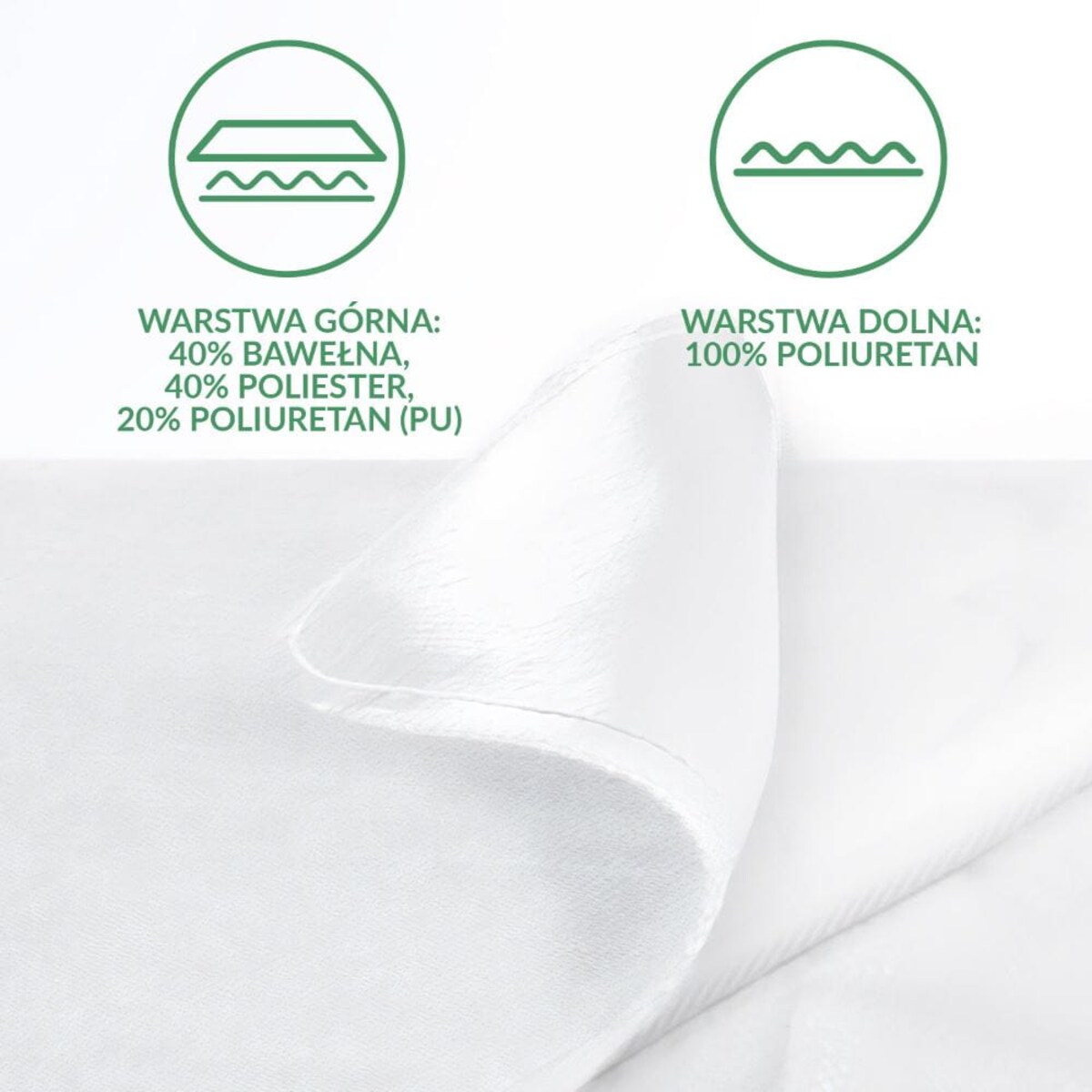 Ochraniacz na materac wodoodporny, rozmiar 60x120 Jason kolor biały